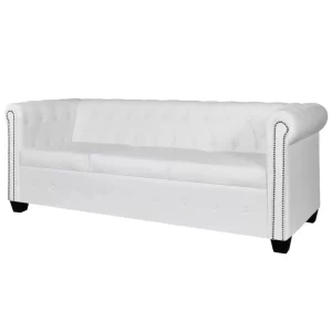 vidaXL Sofa White Faux leather 3-seater Durable Sofa Rectangular