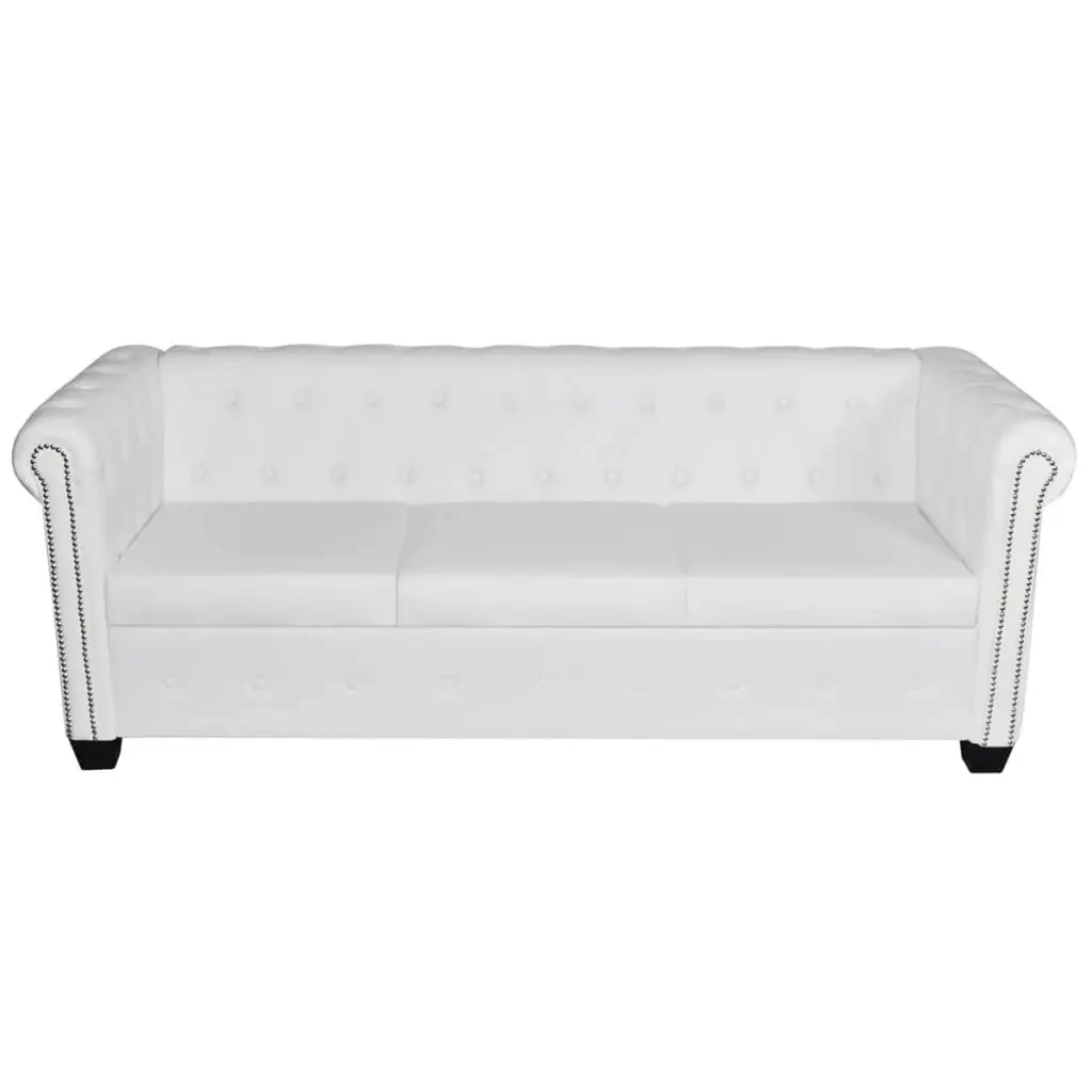 vidaXL Sofa White Faux leather 3-seater Durable Sofa Rectangular