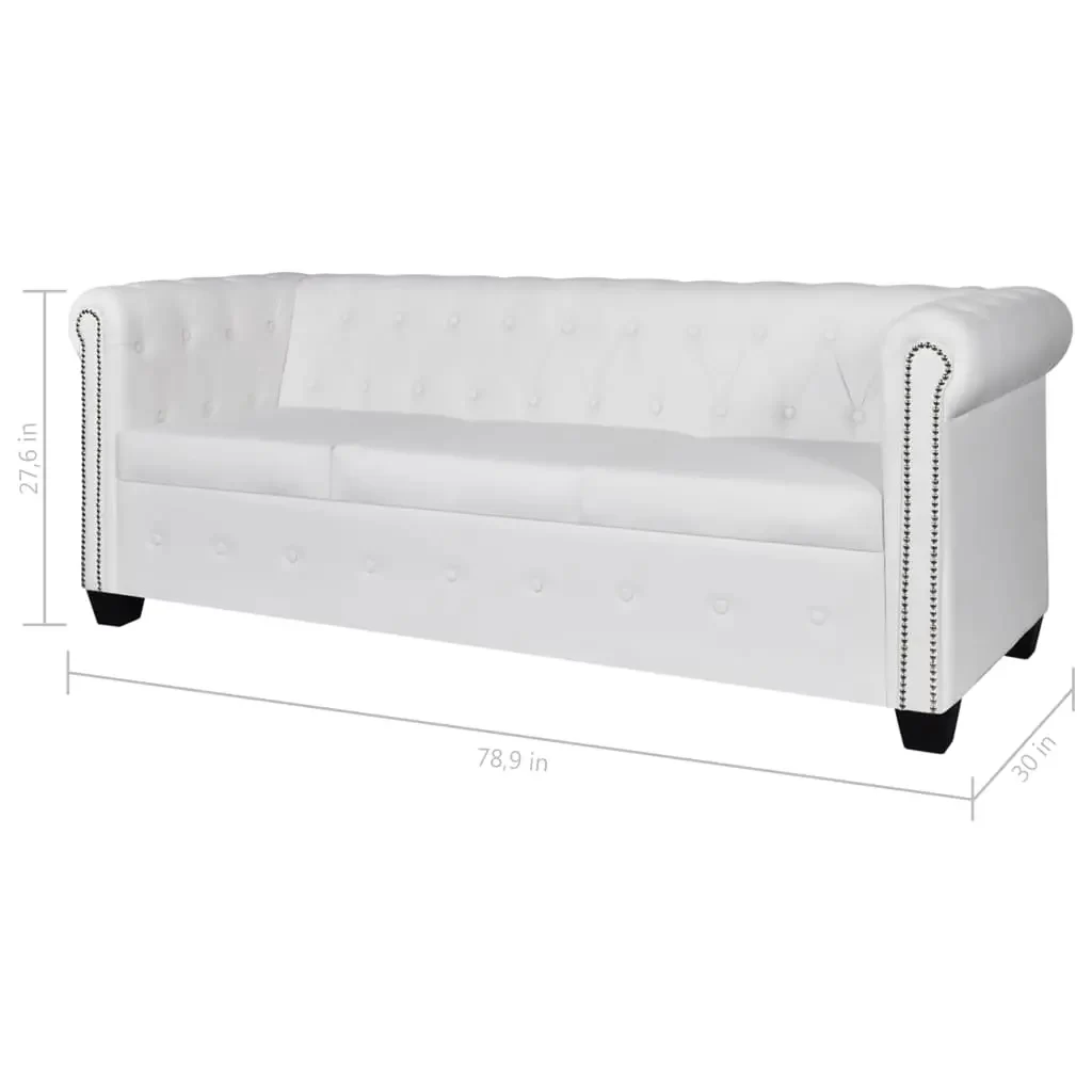 vidaXL Sofa White Faux leather 3-seater Durable Sofa Rectangular