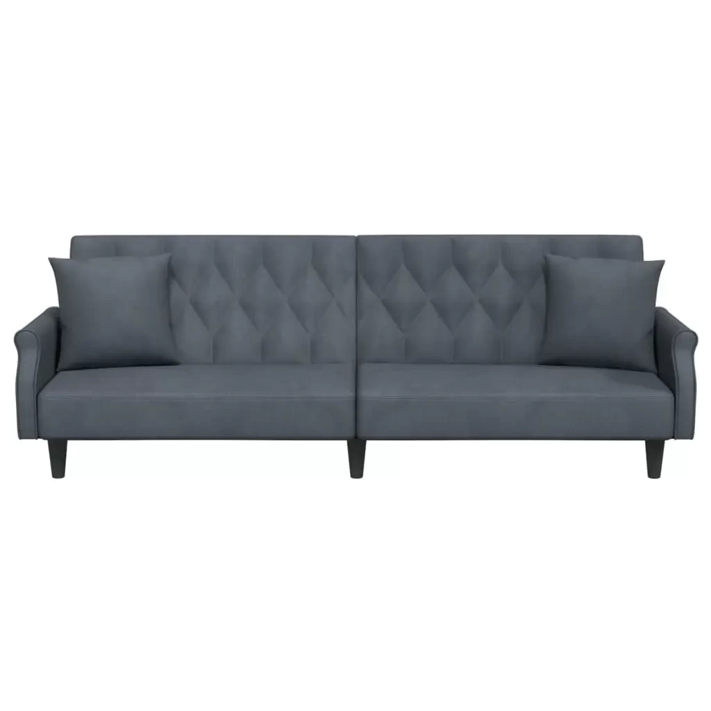 vidaXL Sofa Bed Dark Grey Velvet (100% polyester), Plywood Medium