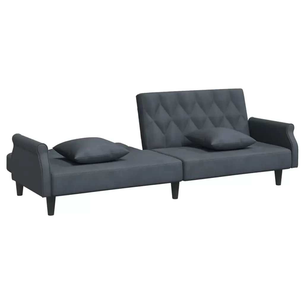 vidaXL Sofa Bed Dark Grey Velvet (100% polyester), Plywood Medium