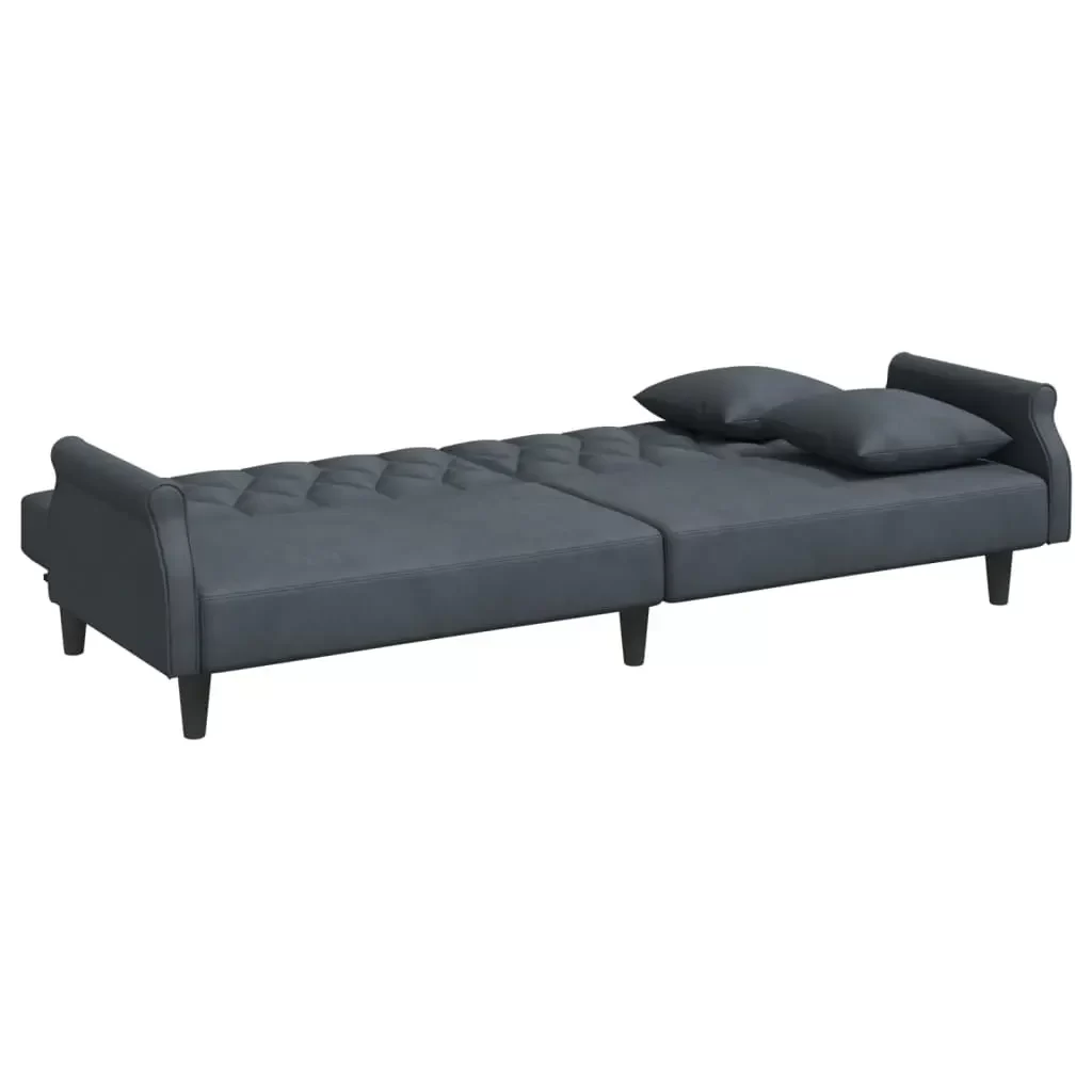 vidaXL Sofa Bed Dark Grey Velvet (100% polyester), Plywood Medium