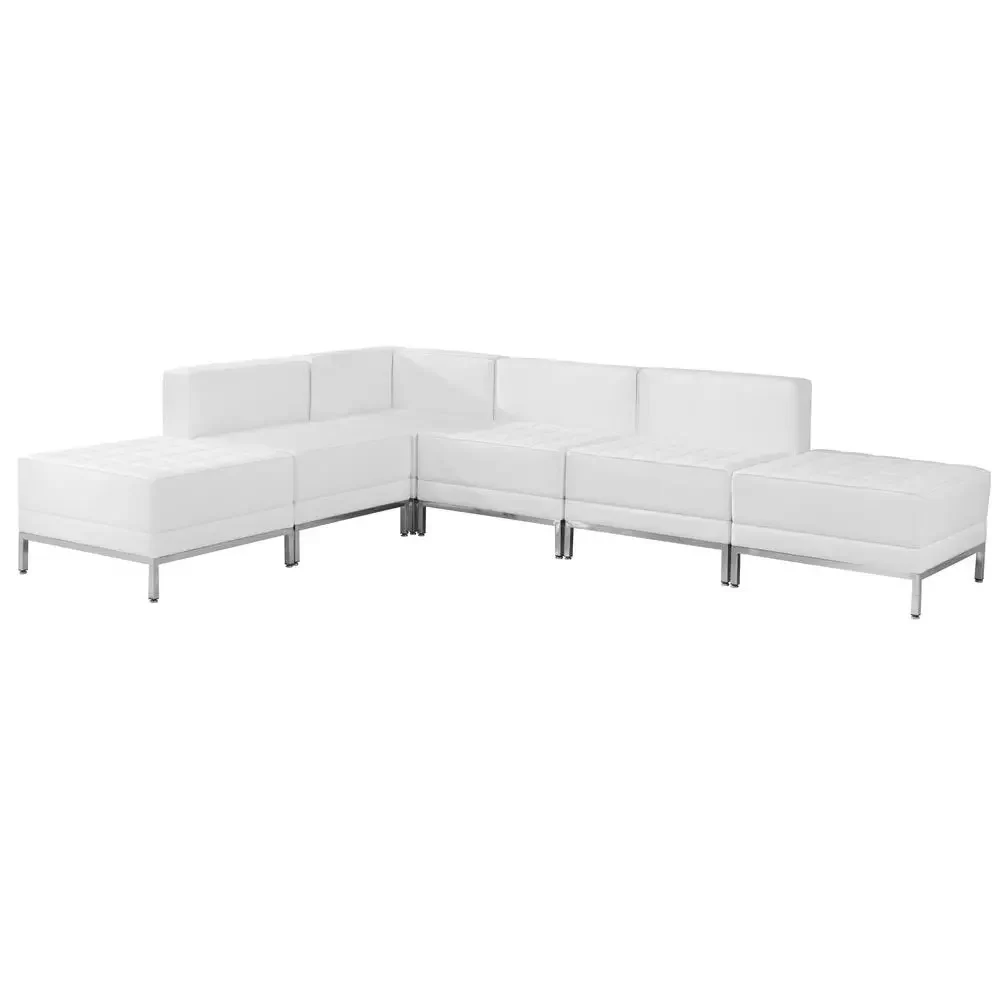 Imagination Melrose White LeatherSoft Sectional Configuration, 6 Pieces