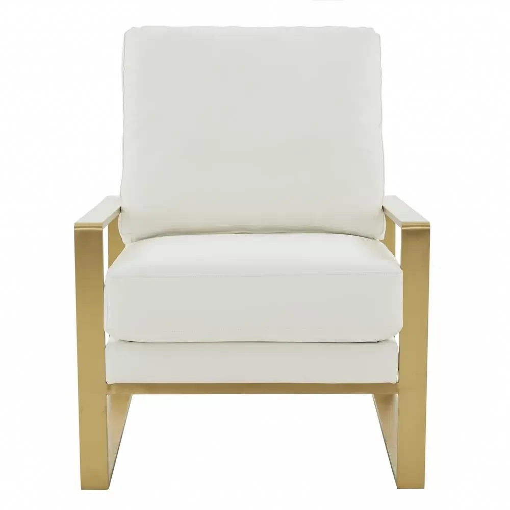 Leather Armchair with Gold Frame and Large Octagon Coffee Table