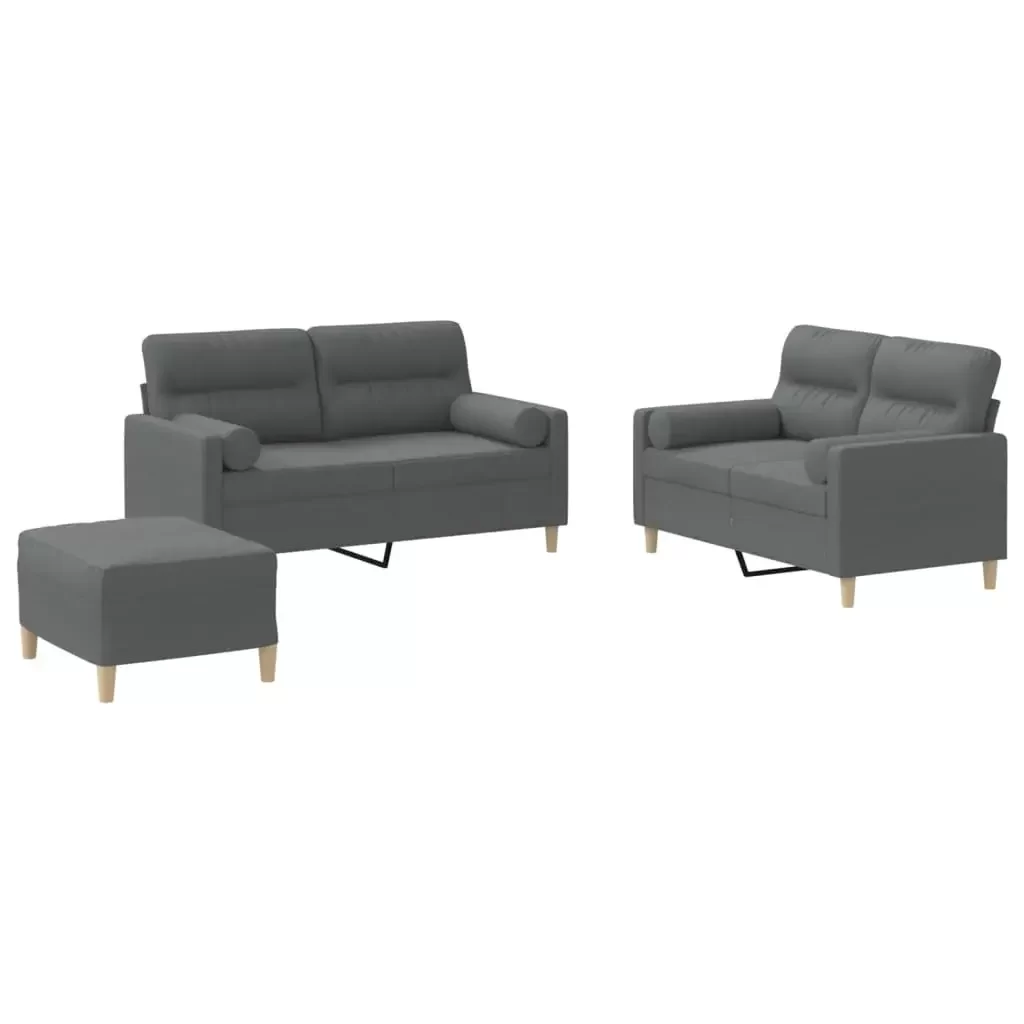 vidaXL Sofa Set Dark Grey Fabric (100% polyester), metal, plywood Large