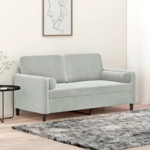vidaXL 2-seater Sofa Light Grey Velvet 2-Seater Removable Covers