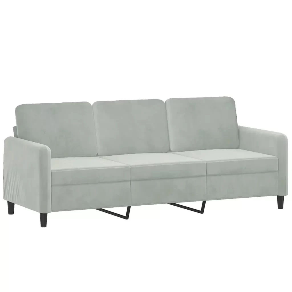vidaXL Sofa Set Light grey Velvet (100% polyester), Metal, Plywood, Foam