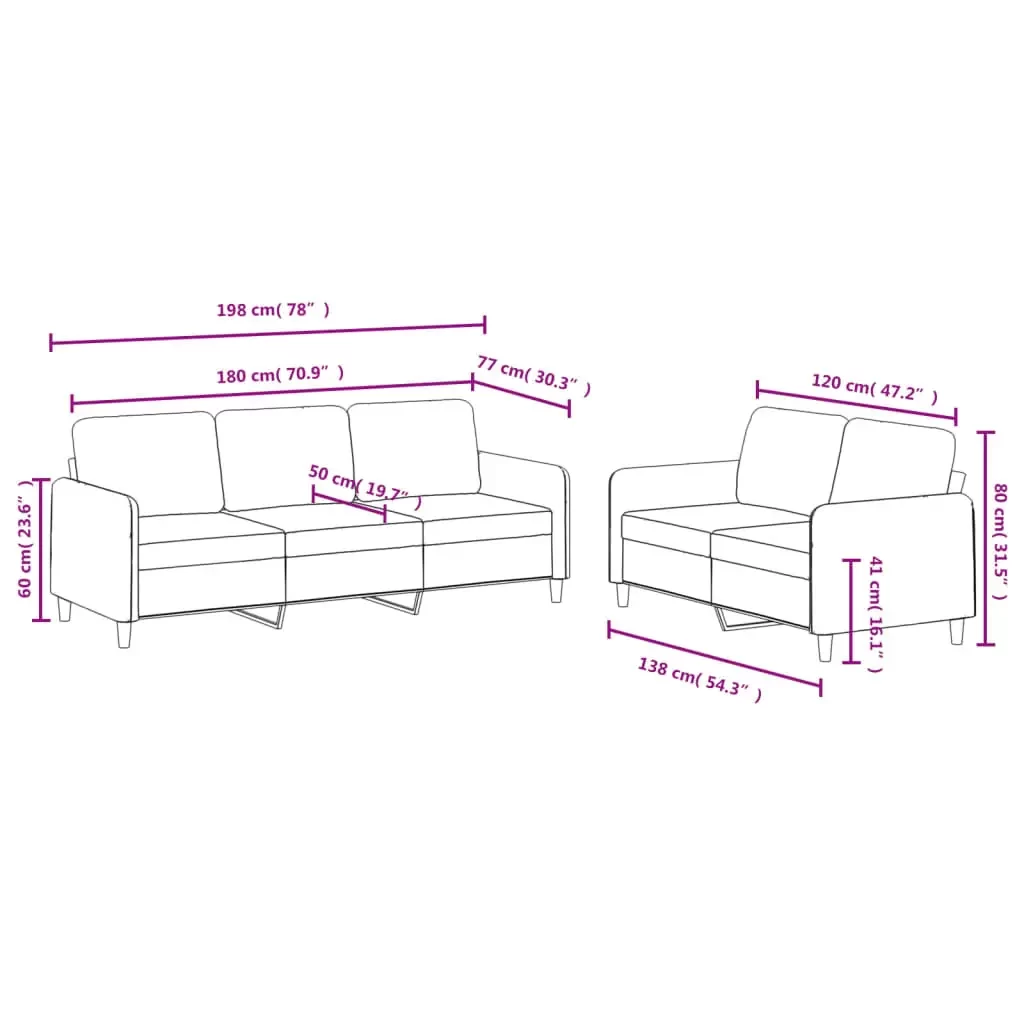 vidaXL Sofa Set Light grey Velvet (100% polyester), Metal, Plywood, Foam