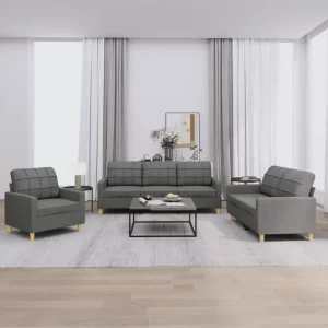 vidaXL Sofa Set Dark Grey Fabric (100% polyester), metal, textilene, plywood