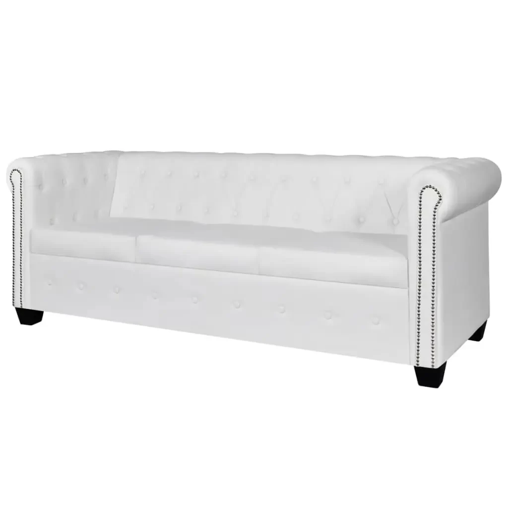 vidaXL Sofa White Faux leather 3-seater Durable Sofa Rectangular