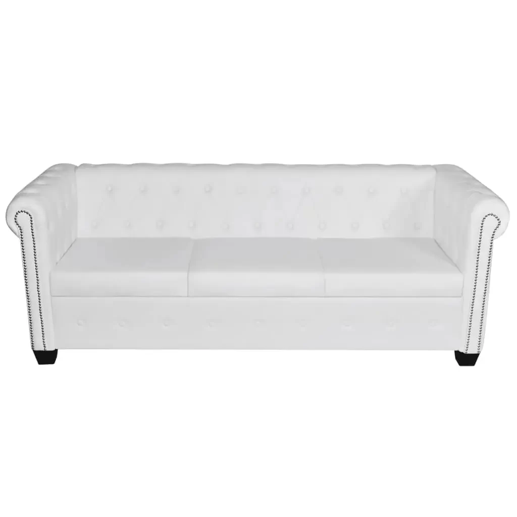 vidaXL Sofa White Faux leather 3-seater Durable Sofa Rectangular