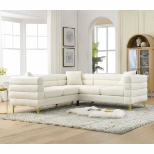 81.5-Inch Oversized Corner Sofa Covers, L-Shaped Sectional Couch, 5-Seater Corner Sofas with 3 Cushions for Living Room, Bedroom, Apartment, Office