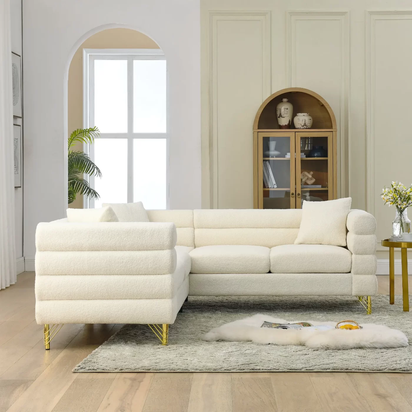 81.5-Inch Oversized Corner Sofa Covers, L-Shaped Sectional Couch, 5-Seater Corner Sofas with 3 Cushions for Living Room, Bedroom, Apartment, Office