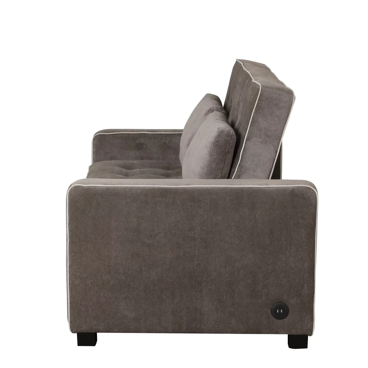 65.7" Linen Upholstered Sleeper Bed , Pull Out Sofa Bed Couch attached two throw pillows,Dual USB Charging Port and Adjustable Backrest for Living Room Space,BROWN GRAY