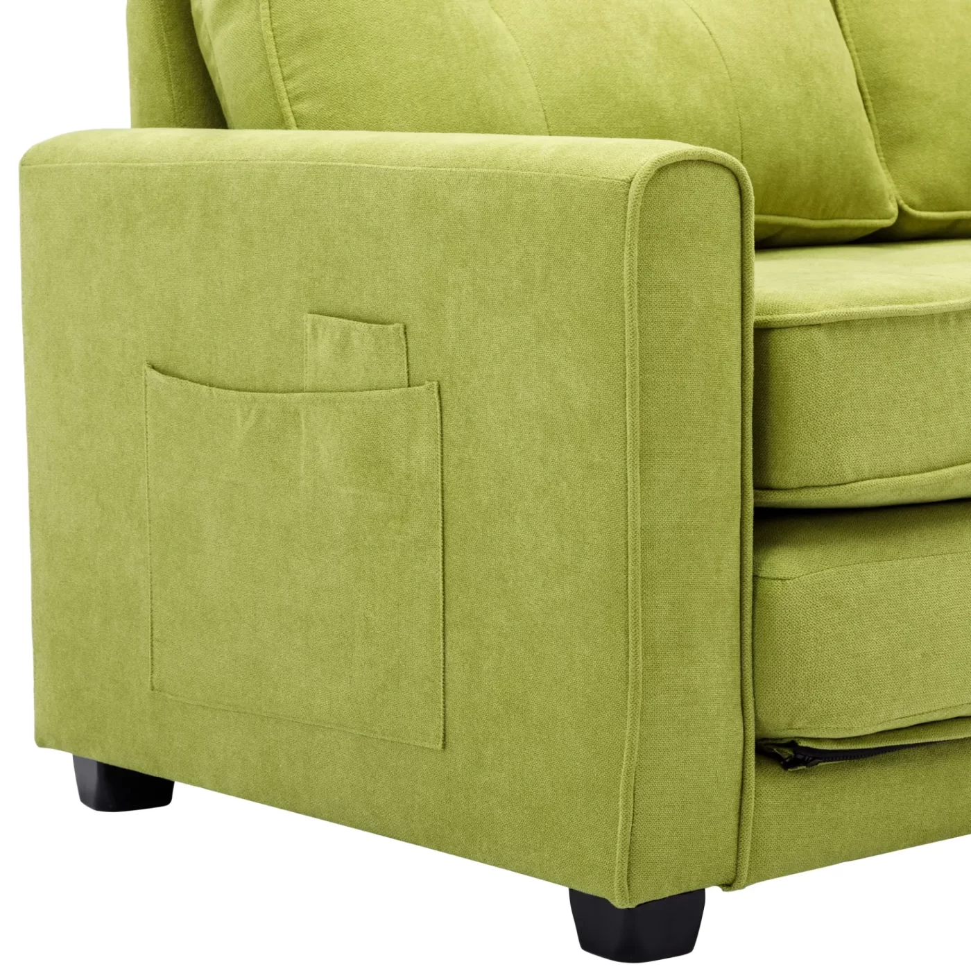 59.4" Loveseat Sofa with Pull-Out Bed Modern Upholstered Couch with Side Pocket for Living Room Office, Green