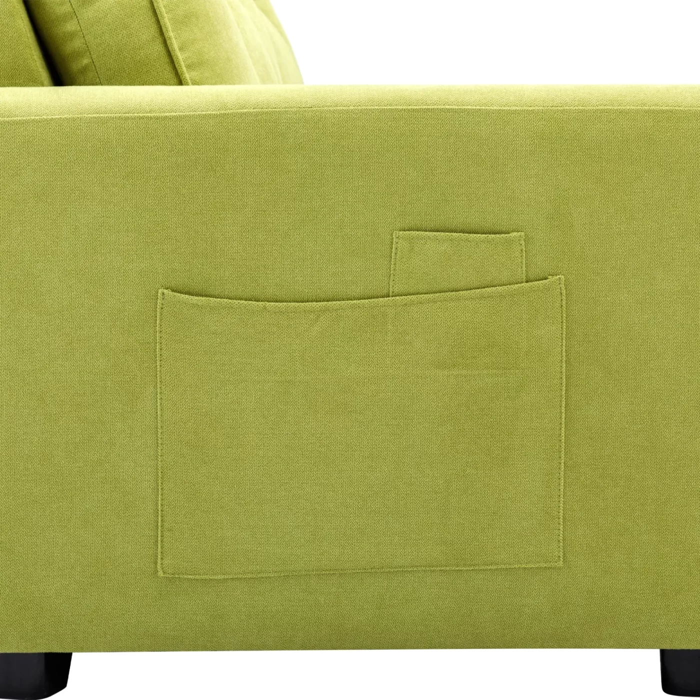 59.4" Loveseat Sofa with Pull-Out Bed Modern Upholstered Couch with Side Pocket for Living Room Office, Green