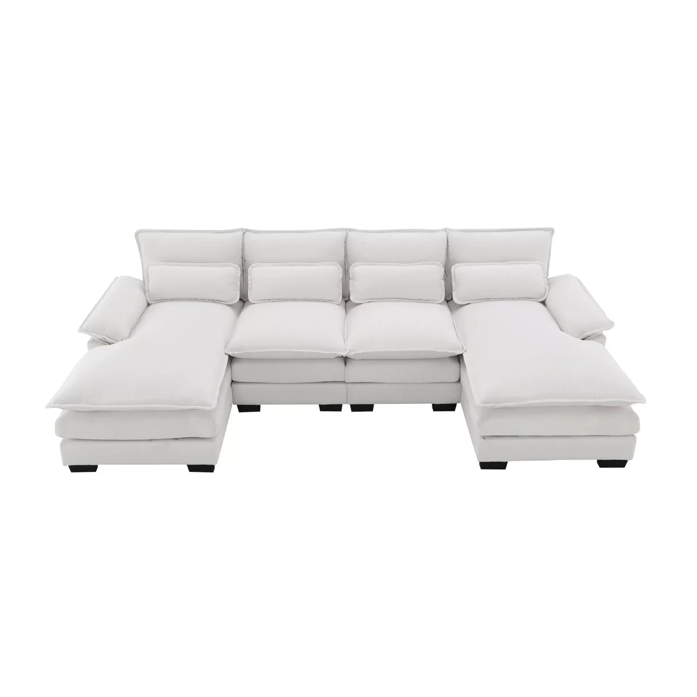 109.8*55.9" Modern U-shaped Sectional Sofa with Waist Pillows,6-seat Upholstered Symmetrical Sofa Furniture,Sleeper Sofa Couch with Chaise Lounge for Living Room,Apartment,2 Color