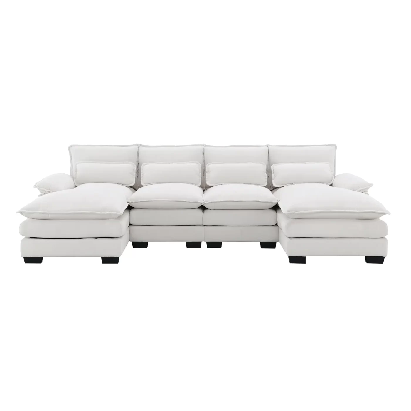 109.8*55.9" Modern U-shaped Sectional Sofa with Waist Pillows,6-seat Upholstered Symmetrical Sofa Furniture,Sleeper Sofa Couch with Chaise Lounge for Living Room,Apartment,2 Color