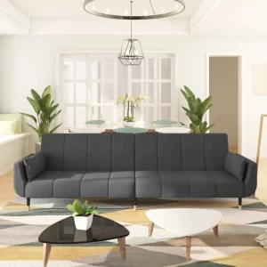 vidaXL Sofa Bed Dark Grey Velvet (100% polyester), wood, metal, foam
