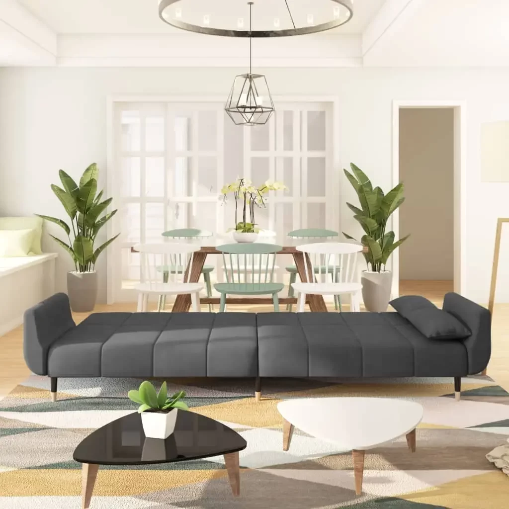 vidaXL Sofa Bed Dark Grey Velvet (100% polyester), wood, metal, foam