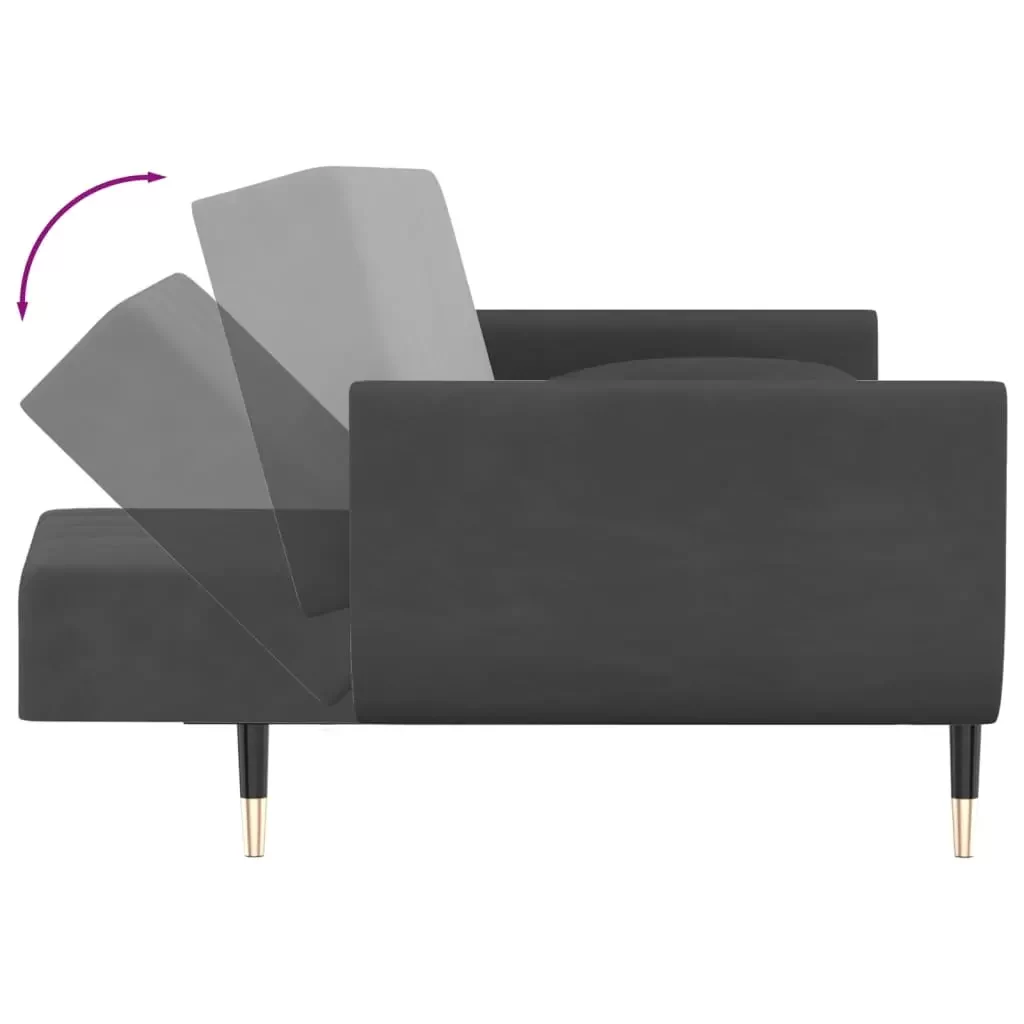 vidaXL Sofa Bed Dark Grey Velvet (100% polyester), wood, metal, foam