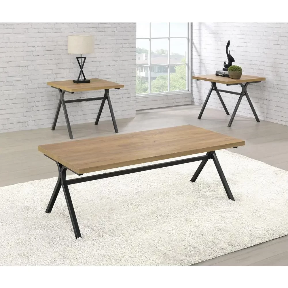 Colmar 3-piece Engineered Wood Coffee Table Set Golden Oak