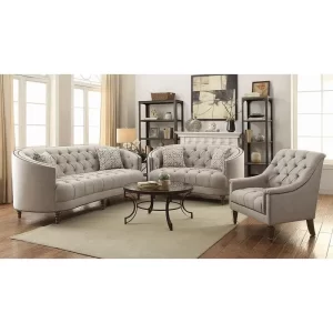 Avonlea 3-piece Upholstered Sloped Arm Sofa Set Grey Fabric