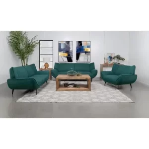 Acton 3-piece Upholstered Flared Arm Sofa Set Teal Blue
