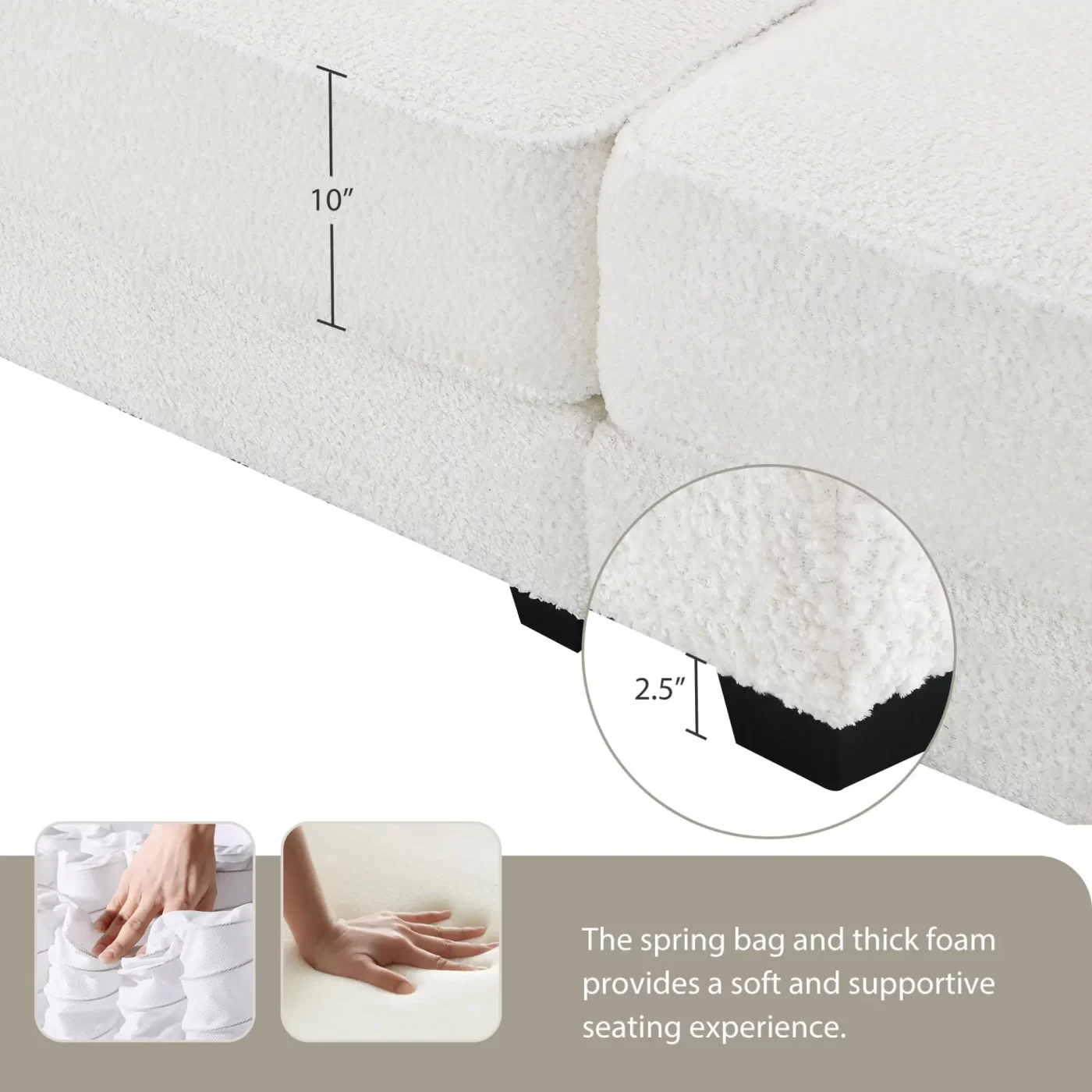 Free Combination Modular Convertible Sectional Sofa Bed Set, 4 Seat Upholstered Sleeper Corner Couch, Deep-Seat Loveseat with Ottoman for Living Room, Office, Apartment,2 Colors