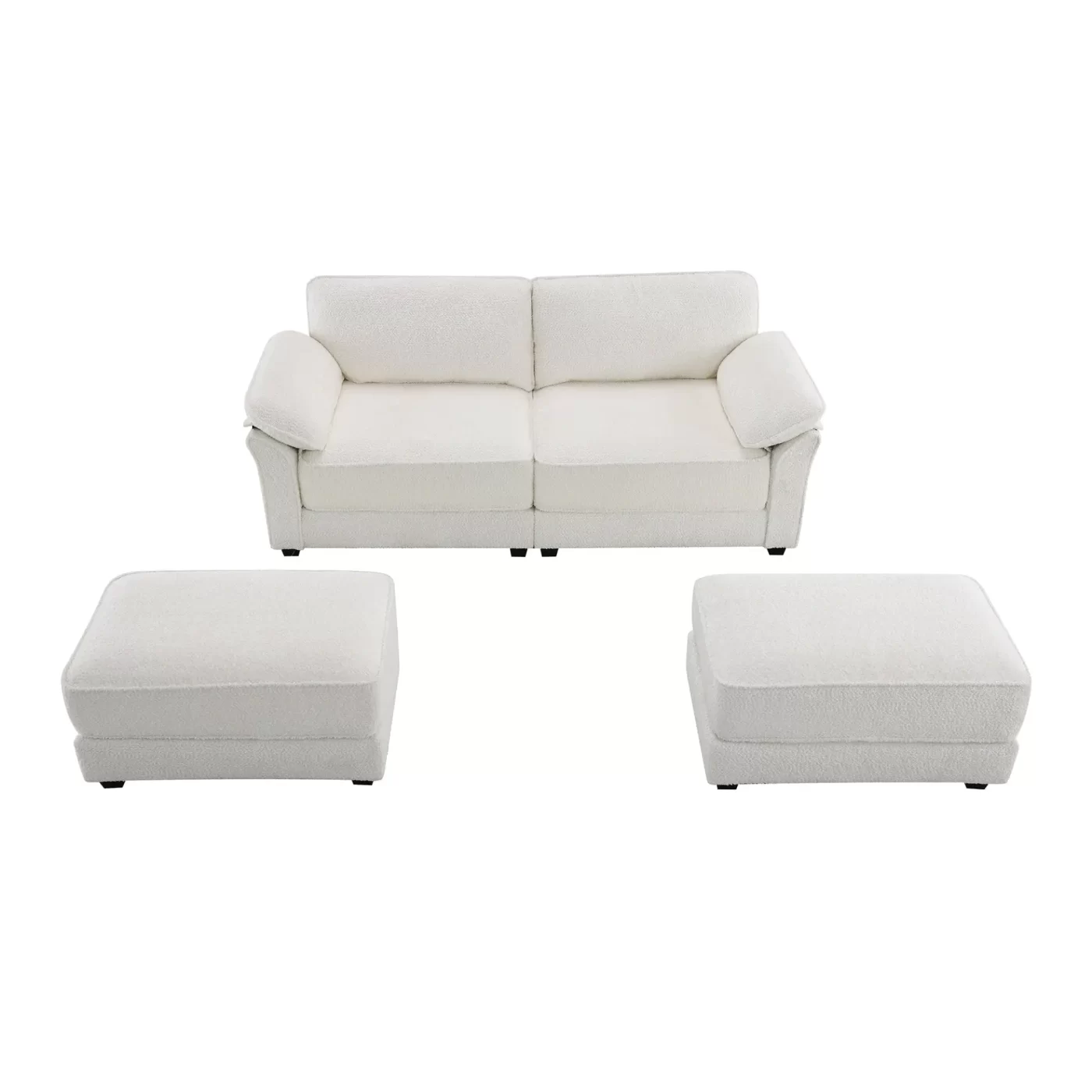 Free Combination Modular Convertible Sectional Sofa Bed Set, 4 Seat Upholstered Sleeper Corner Couch, Deep-Seat Loveseat with Ottoman for Living Room, Office, Apartment,2 Colors