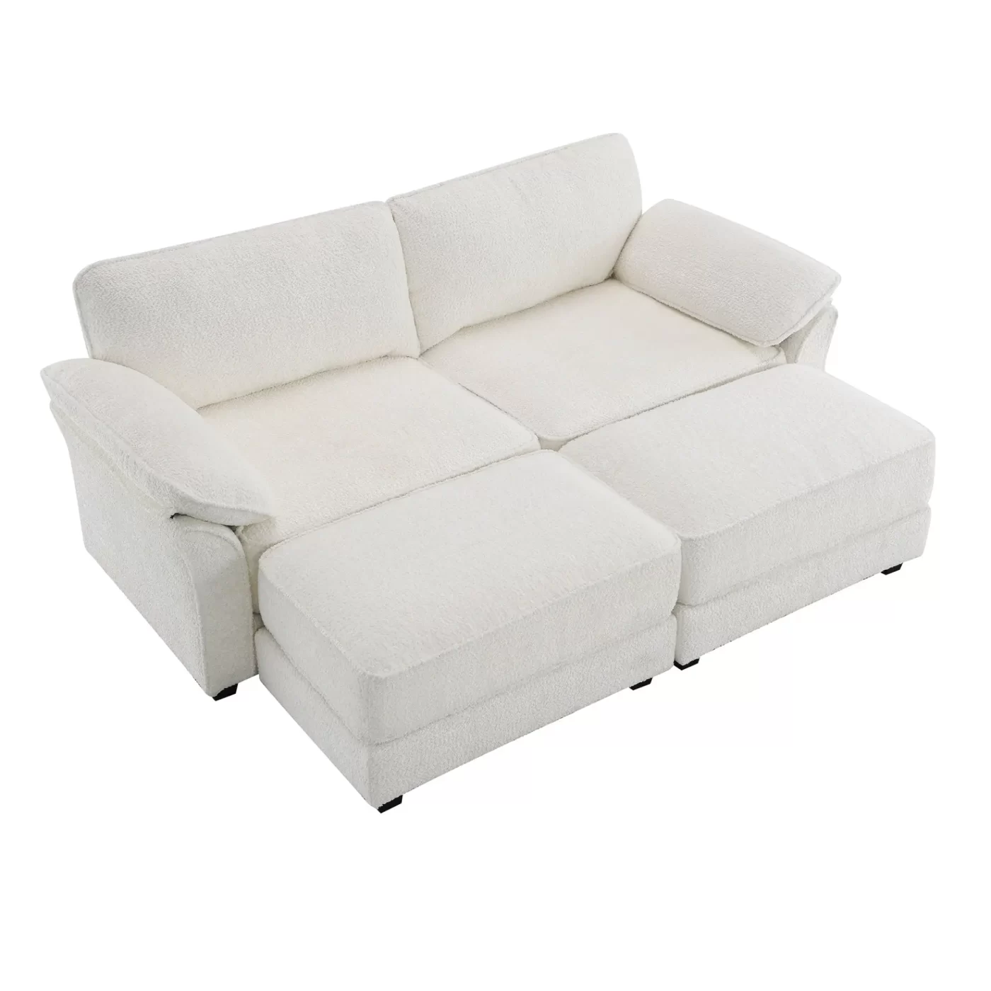 Free Combination Modular Convertible Sectional Sofa Bed Set, 4 Seat Upholstered Sleeper Corner Couch, Deep-Seat Loveseat with Ottoman for Living Room, Office, Apartment,2 Colors