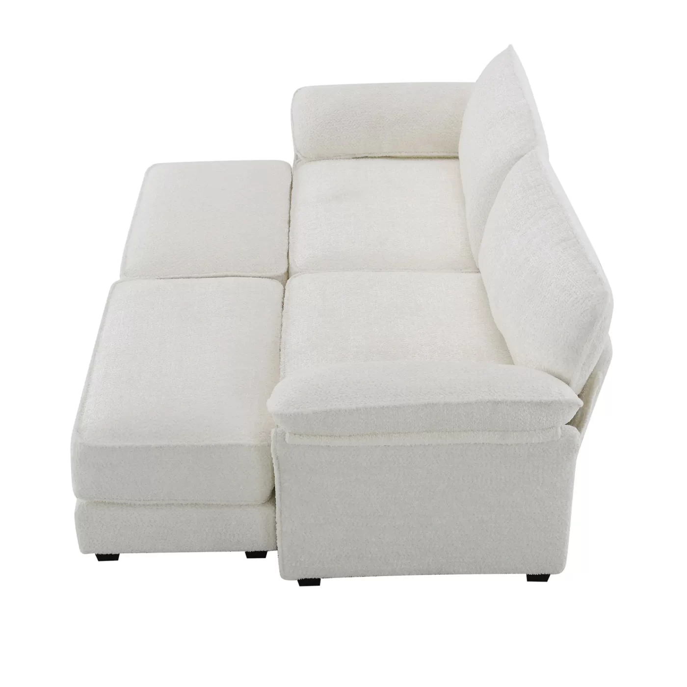 Free Combination Modular Convertible Sectional Sofa Bed Set, 4 Seat Upholstered Sleeper Corner Couch, Deep-Seat Loveseat with Ottoman for Living Room, Office, Apartment,2 Colors