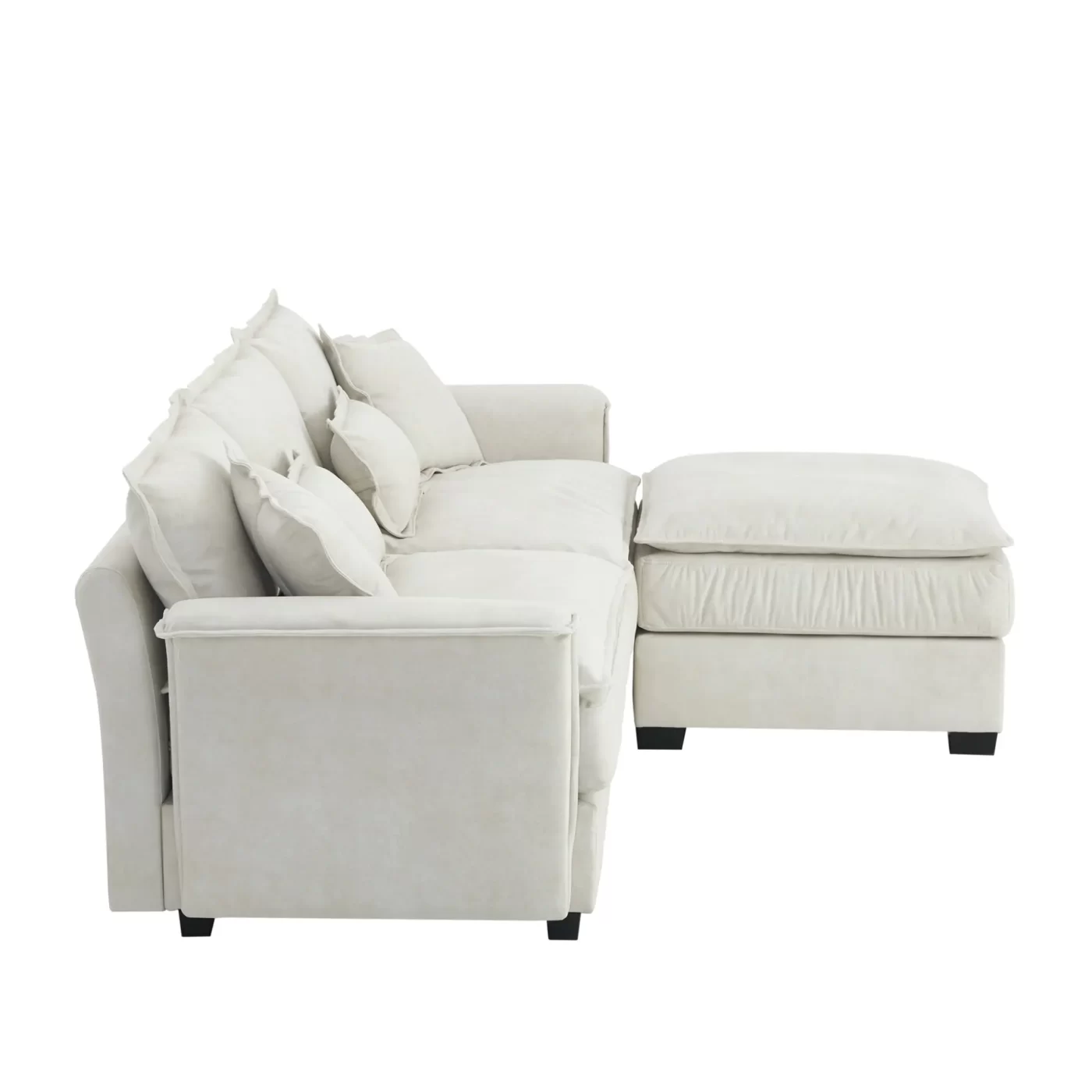 95*66"Oversized Luxury Sectional Sofa with Bentwood Armrests,4 seat Upholstered Indoor Furniture with Double Cushions,L Shape Couch with Ottoman for Living Room,Apartment,3 Colors