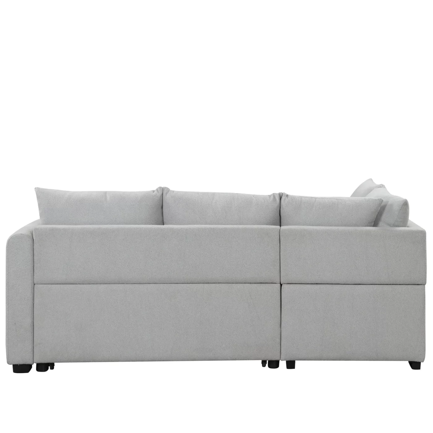 82.6" L-shaped Sectional Pull Out Sofa Bed Sleeper Sofa with Two USB Ports, Two Power Sockets and a Movable Storage Ottoman, Gray