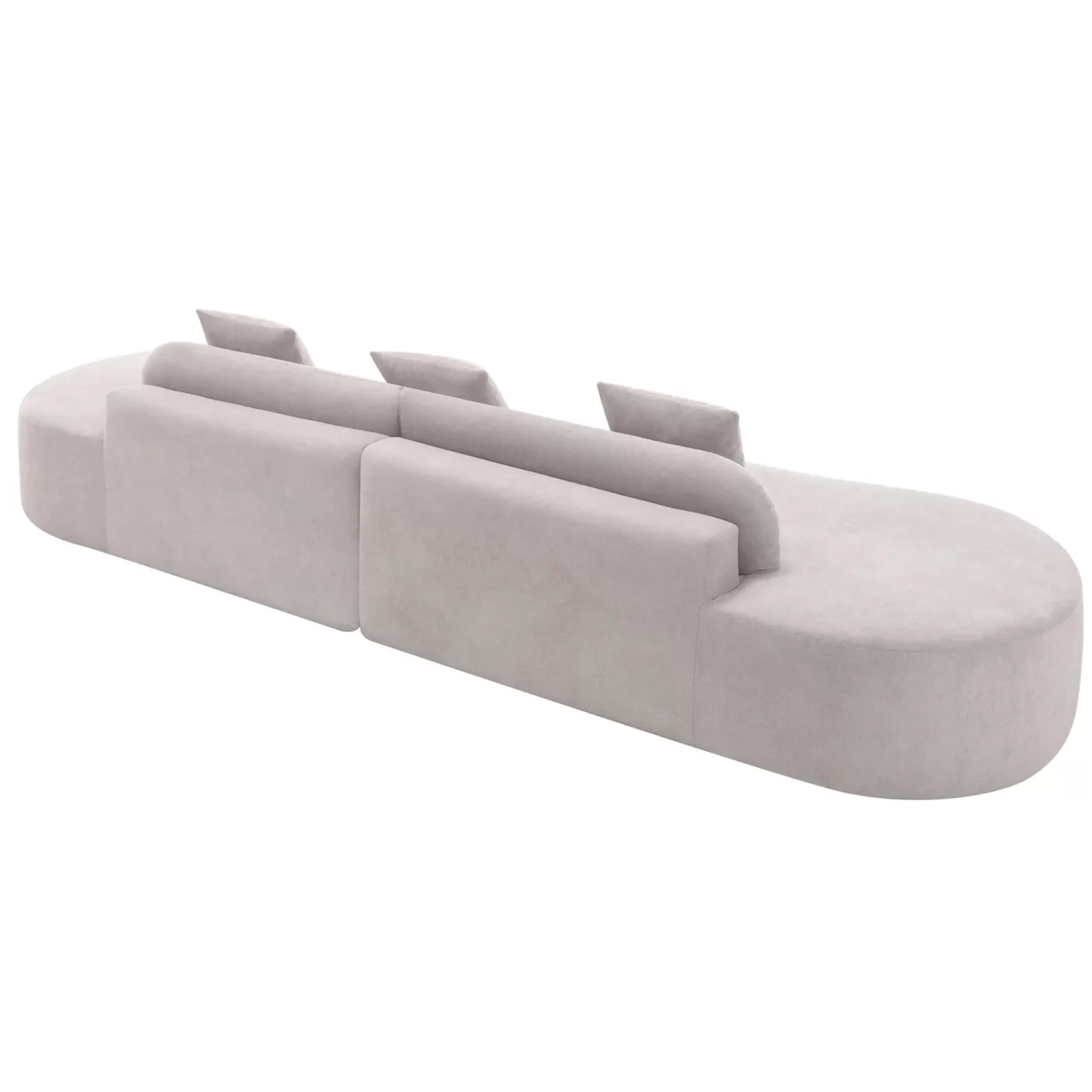 Modern curved combination sofa, terrycloth fabric sofa, minimalist sofa in living room, apartment, no assembly required, three pillows,Gray