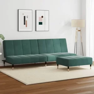 vidaXL Sofa Bed Dark Green Velvet (100% polyester), wood, metal Two-seater