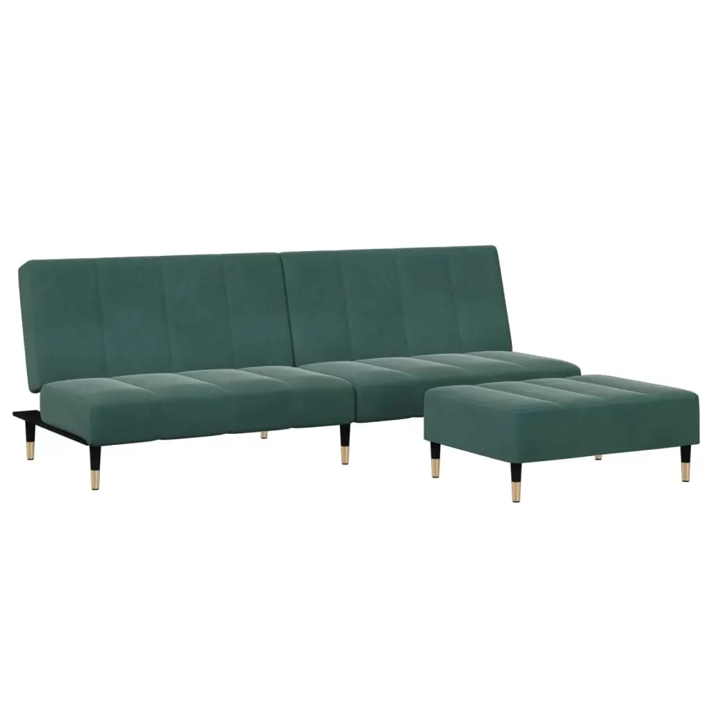 vidaXL Sofa Bed Dark Green Velvet (100% polyester), wood, metal Two-seater
