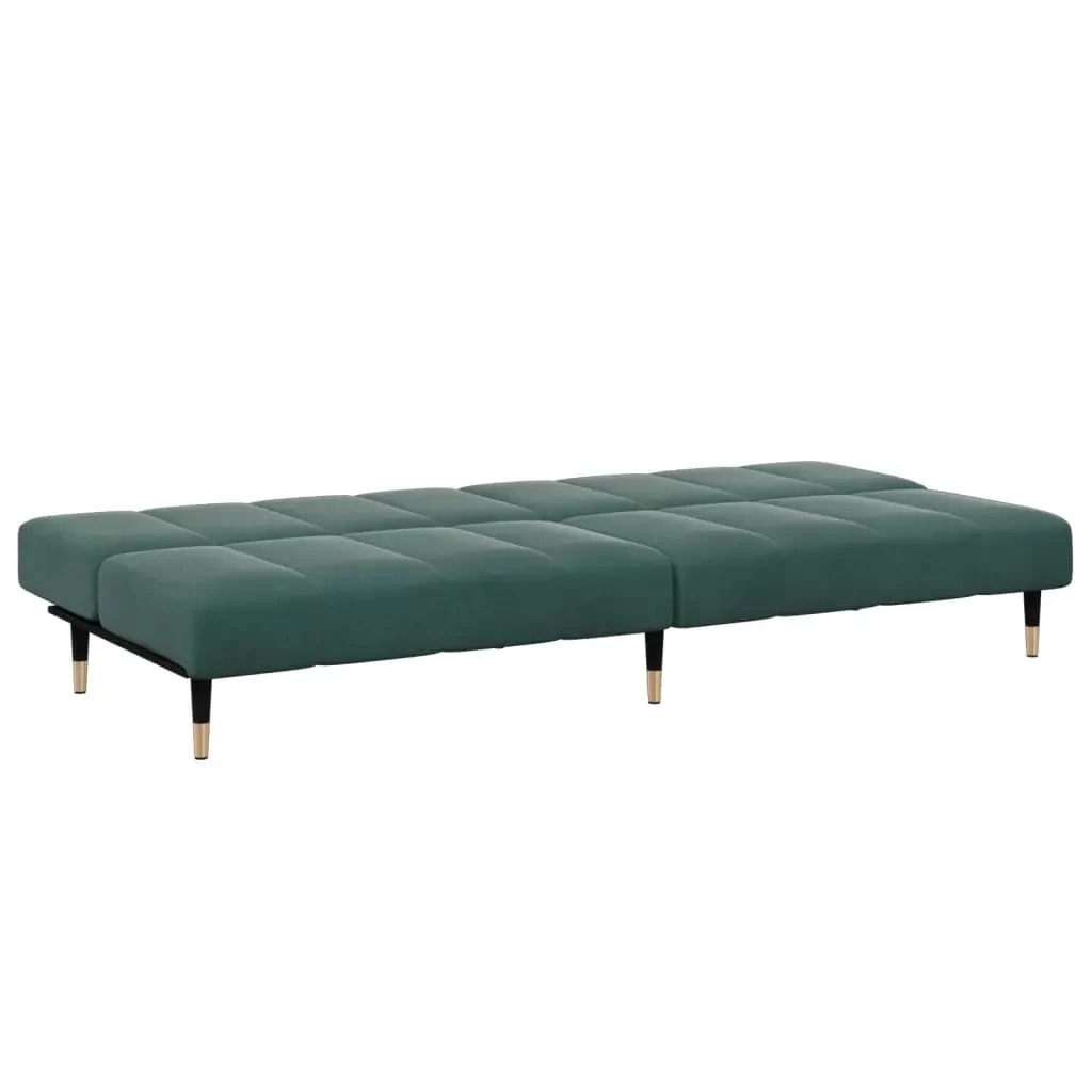vidaXL Sofa Bed Dark Green Velvet (100% polyester), wood, metal Two-seater
