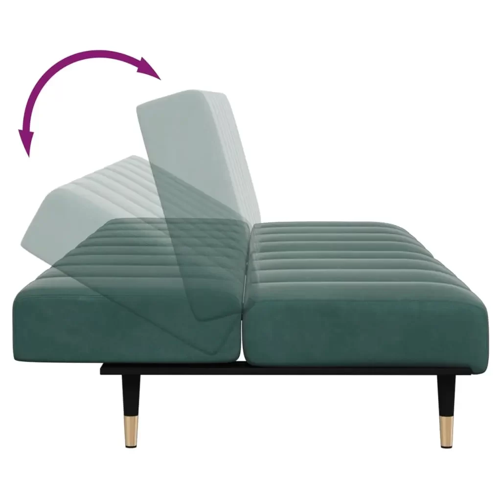 vidaXL Sofa Bed Dark Green Velvet (100% polyester), wood, metal Two-seater