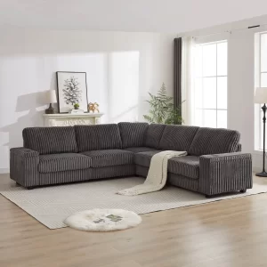 110-Inch Oversized Corduroy Corner Sofa,L Shaped Corner Couch with two storage spaces,USB port & T-pyce port and Cup-holder , Deep Seat Comfy Upholstered Couches for Living Room(Not freely combinable)