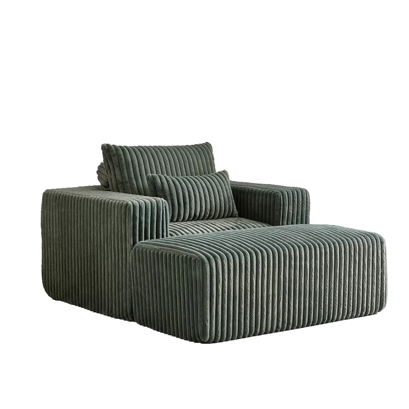 62.5-Inch Corduroy Sponge Sofa Lounge Chair with Removable footrest,No Assembly Required,Fluffy Modern Sleeper Chair for Indoor Living Room Bedroom