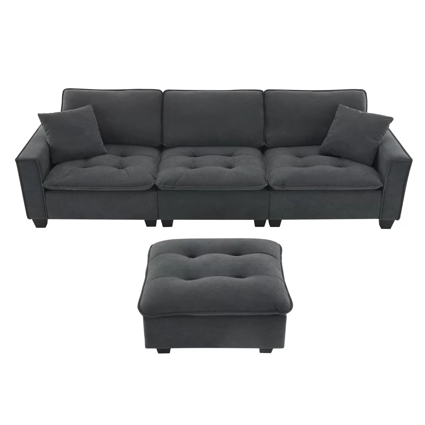 100*59" Modern Convertible Sectional Sofa,L-shaped Reversible Couch Set with Free Pillows,4 Seat Suede Velvet Sleeper Sofa with Ottoman for Living Room,Apartment,Office,3 Colors