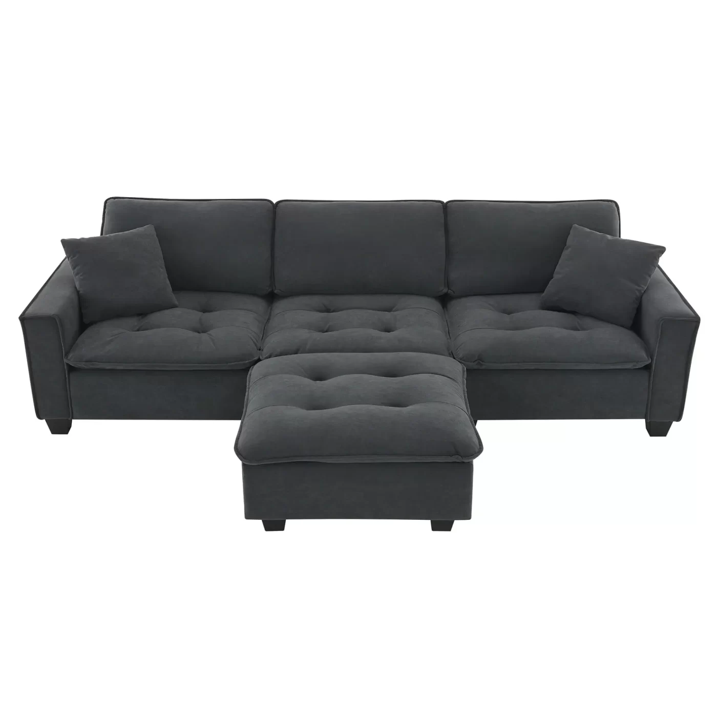 100*59" Modern Convertible Sectional Sofa,L-shaped Reversible Couch Set with Free Pillows,4 Seat Suede Velvet Sleeper Sofa with Ottoman for Living Room,Apartment,Office,3 Colors