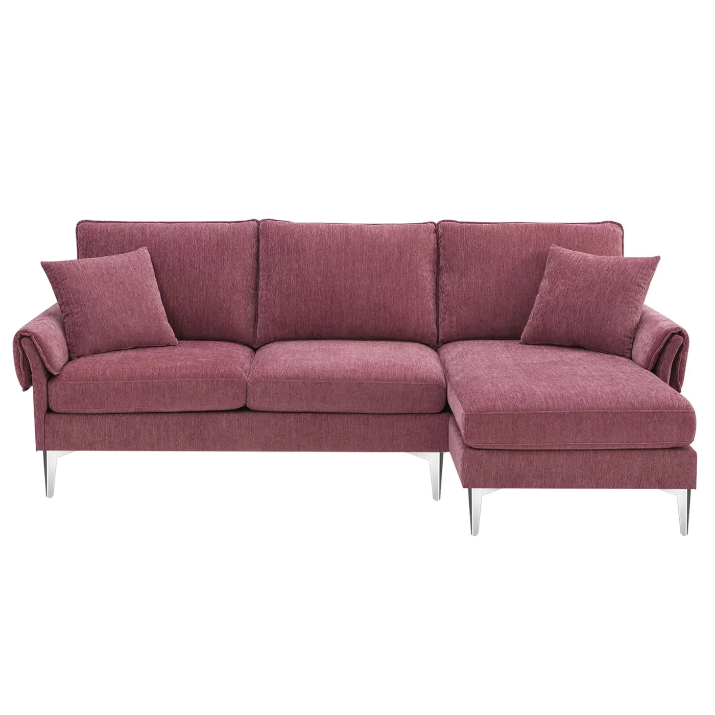 84 "Modern Chenille L-Shaped Sofa with Reversible Lounge,Convertible Sectional Couch Set,4 Seat Indoor Furniture with Reversible Chaise,Fit for Living Room, Apartment(2 Pillows)
