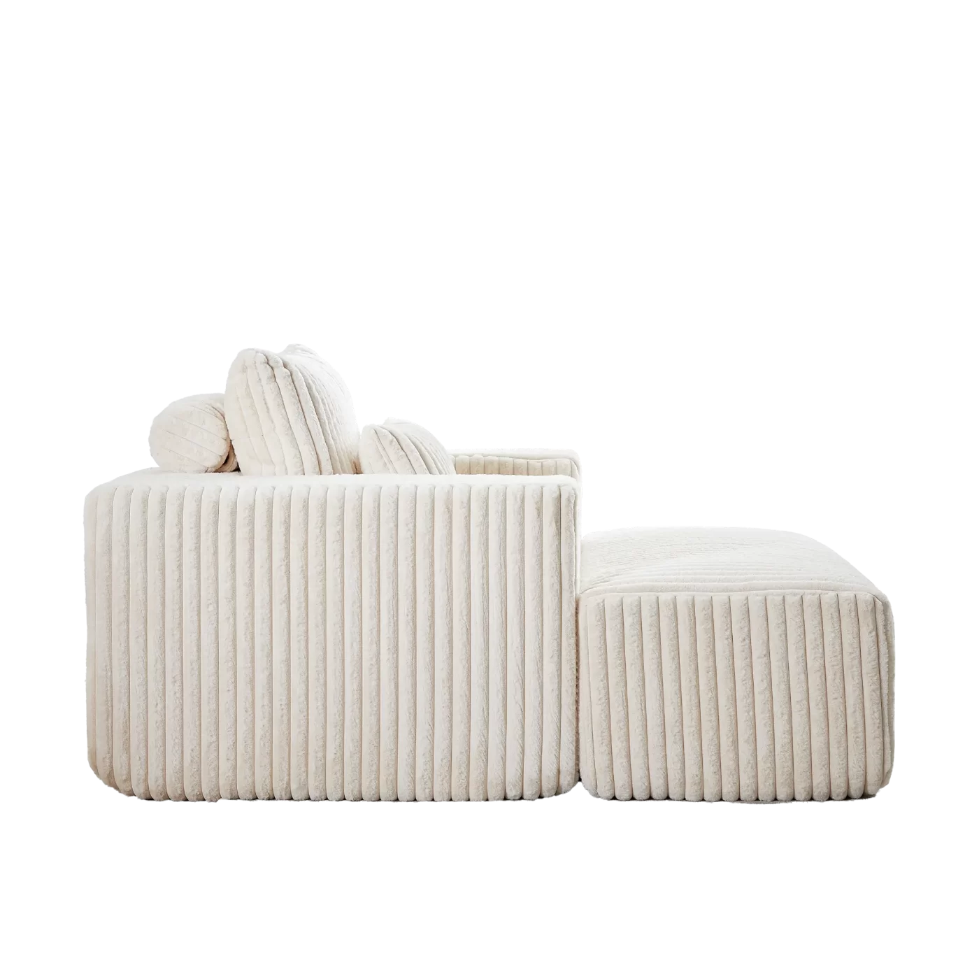 62.5-Inch Corduroy Sponge Sofa Lounge Chair with Removable footrest,No Assembly Required,Fluffy Modern Sleeper Chair for Indoor Living Room Bedroom