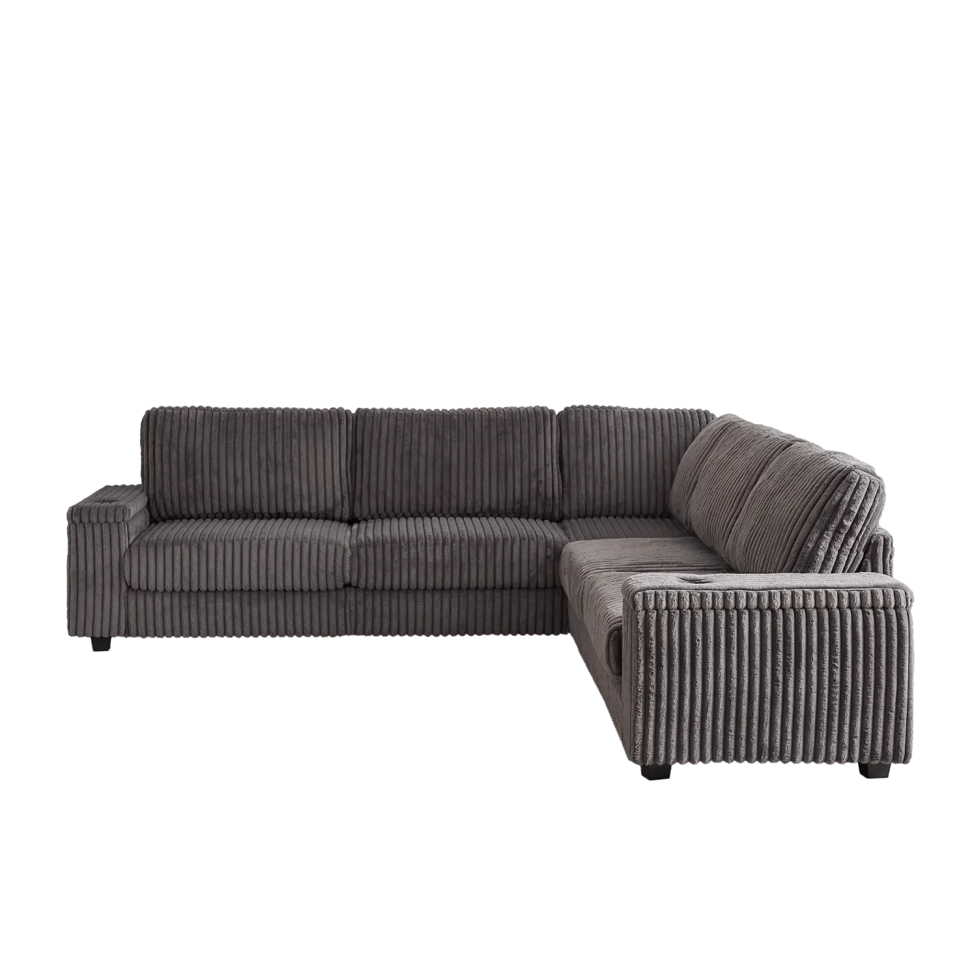 110-Inch Oversized Corduroy Corner Sofa,L Shaped Corner Couch with two storage spaces,USB port & T-pyce port and Cup-holder , Deep Seat Comfy Upholstered Couches for Living Room(Not freely combinable)