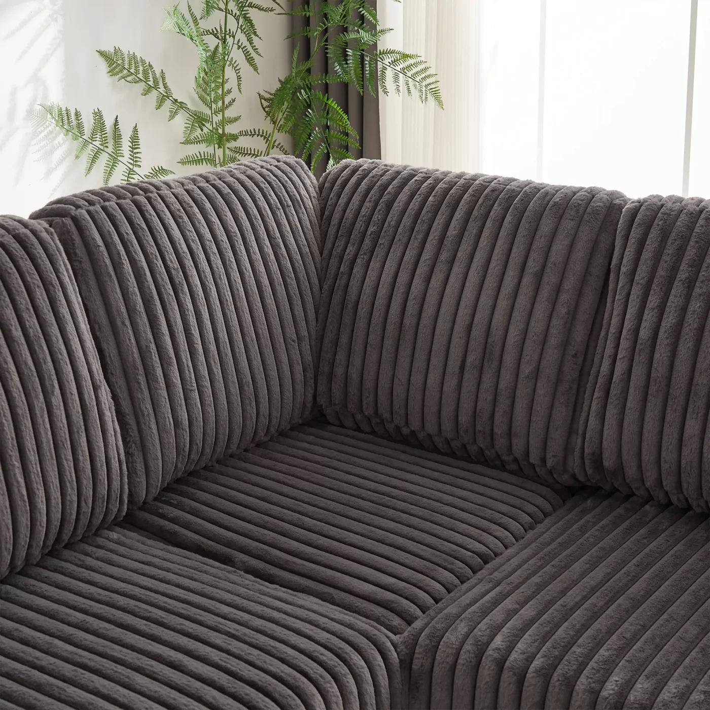 110-Inch Oversized Corduroy Corner Sofa,L Shaped Corner Couch with two storage spaces,USB port & T-pyce port and Cup-holder , Deep Seat Comfy Upholstered Couches for Living Room(Not freely combinable)