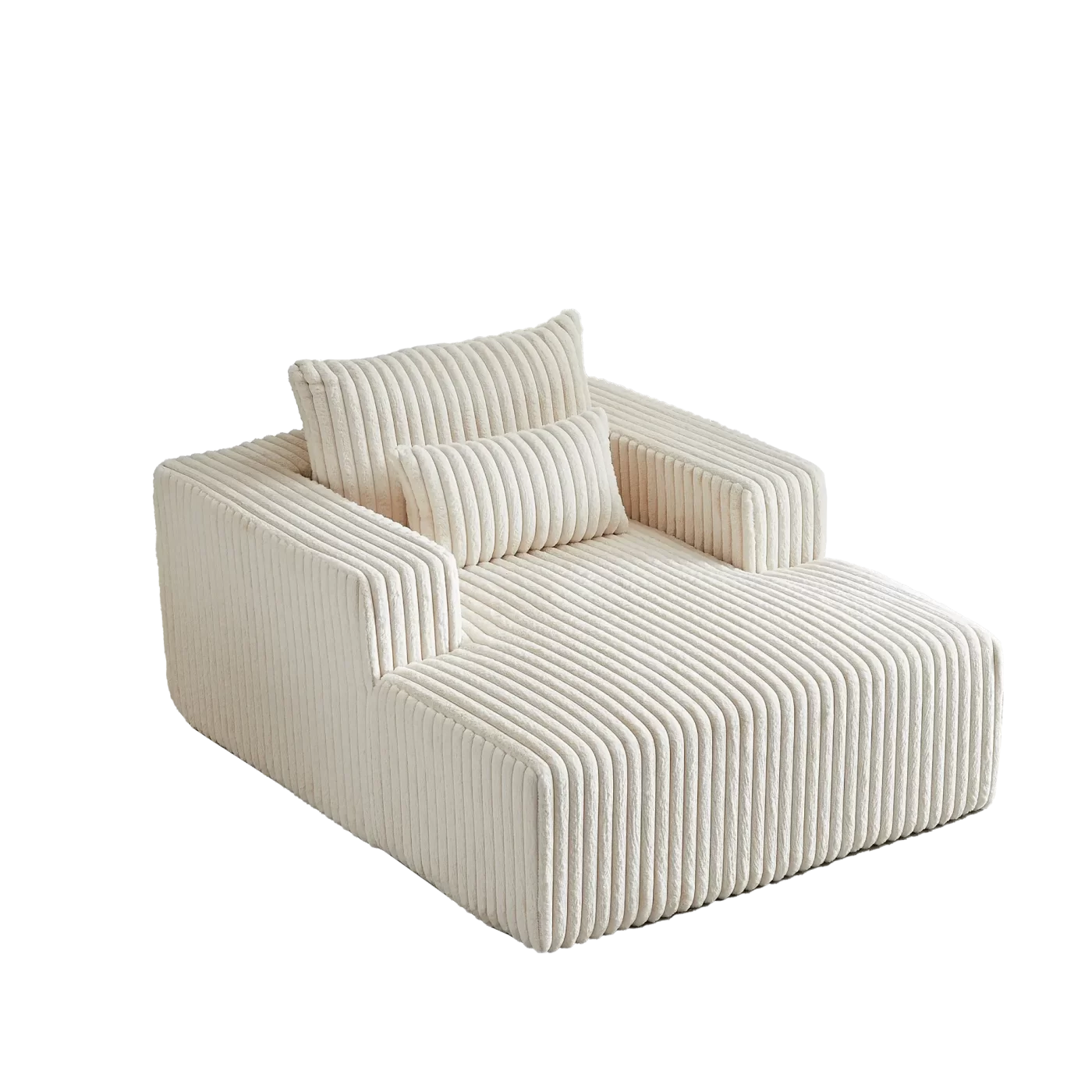 62.5-Inch Corduroy Sponge Sofa Lounge Chair,No Assembly Required,Fluffy Modern Sleeper Chair for Indoor Living Room Bedroom