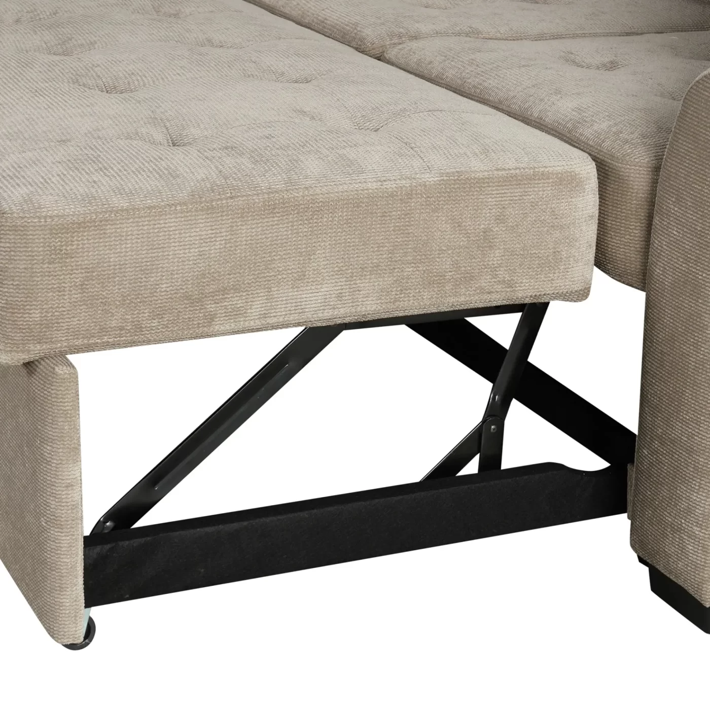 82.6" L-shape Sofa Bed Pull-out Sleeper Sofa with Wheels, USB Ports, Power Sockets for Living Room , Khaki