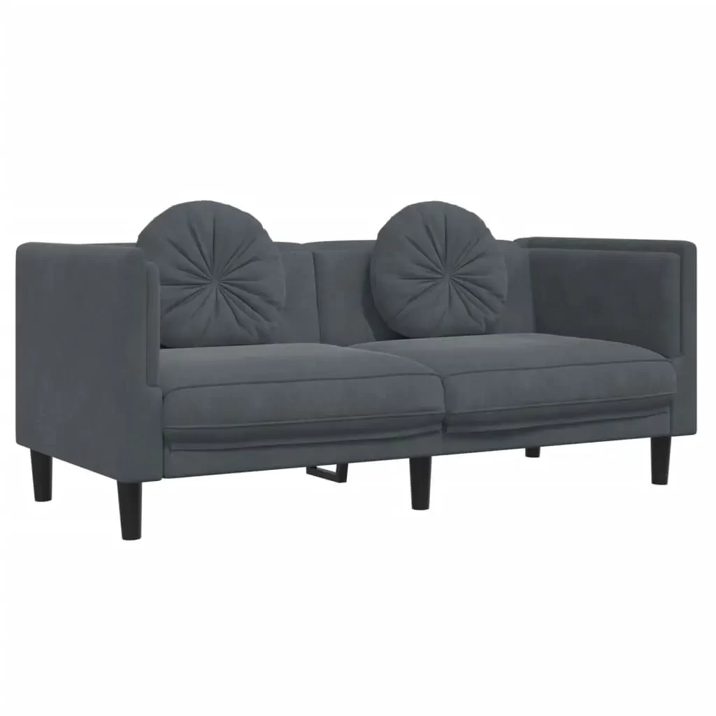 vidaXL Sofa Set Dark Gray Velvet (100% polyester), plywood, solid wood